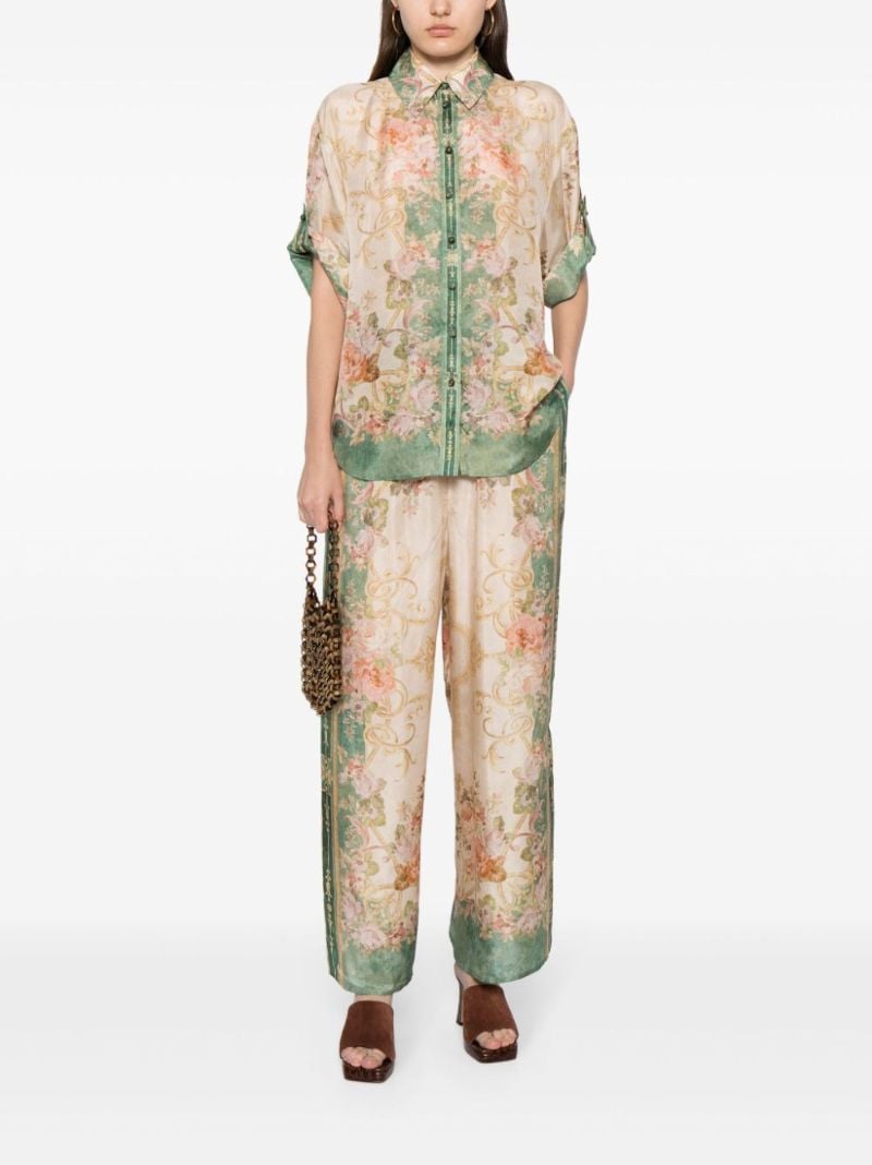 Green August Silk Wide-leg Trousers