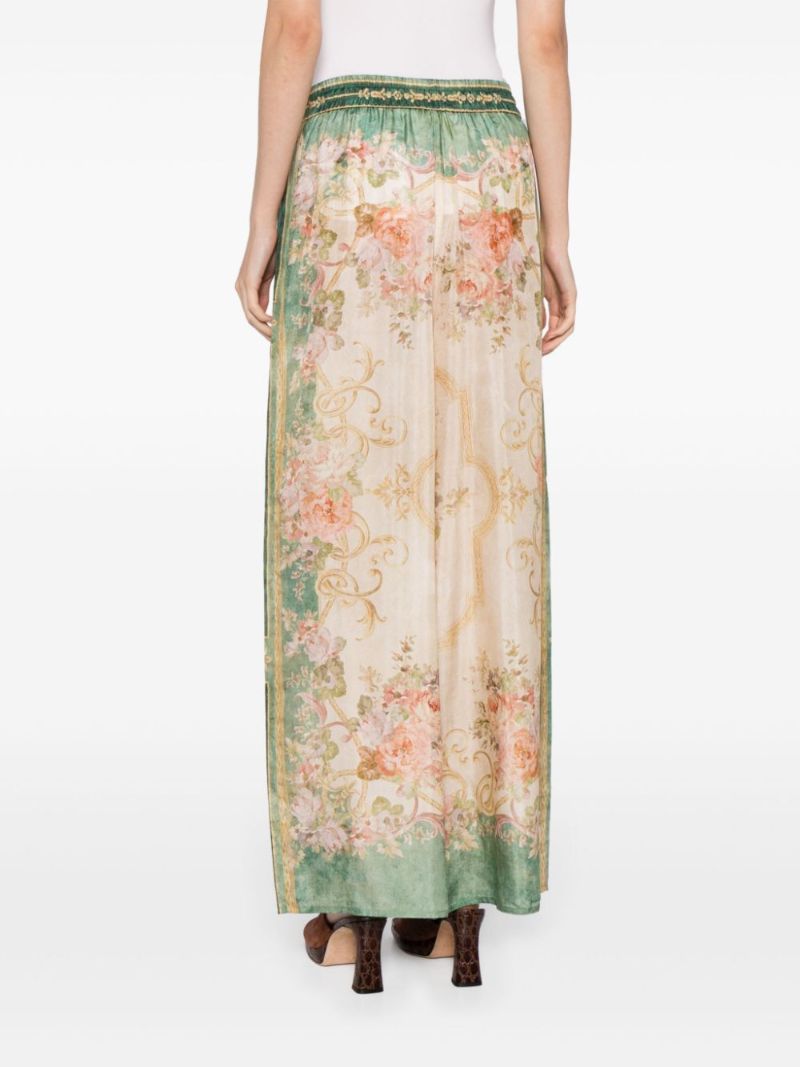Green August Silk Wide-leg Trousers