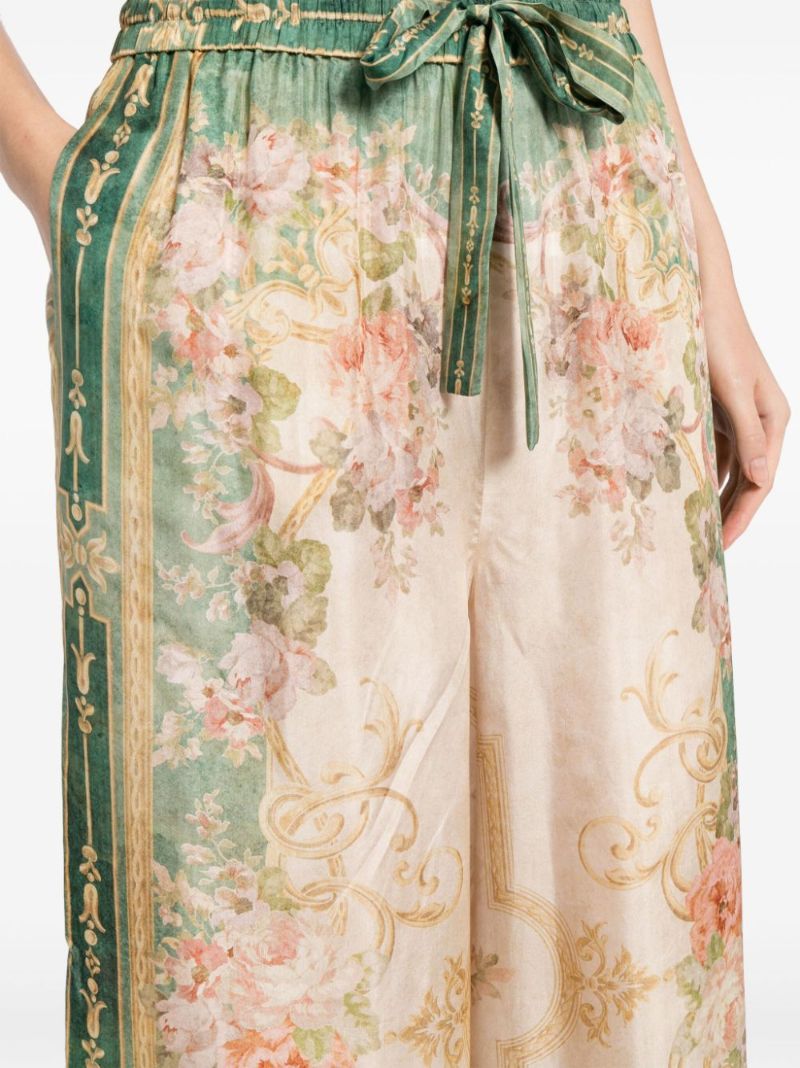 Green August Silk Wide-leg Trousers