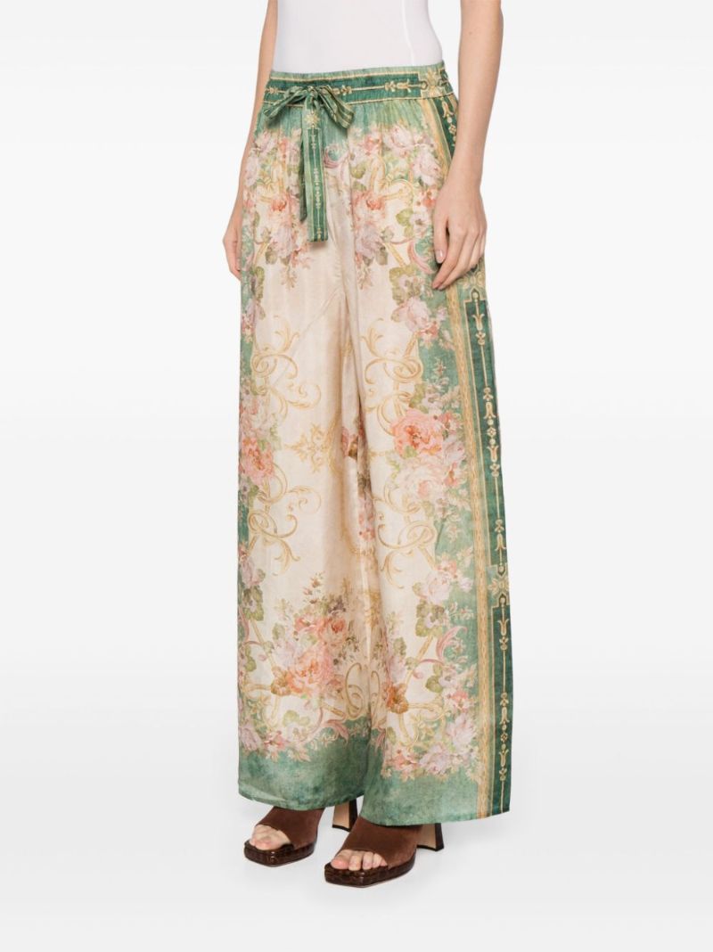Green August Silk Wide-leg Trousers