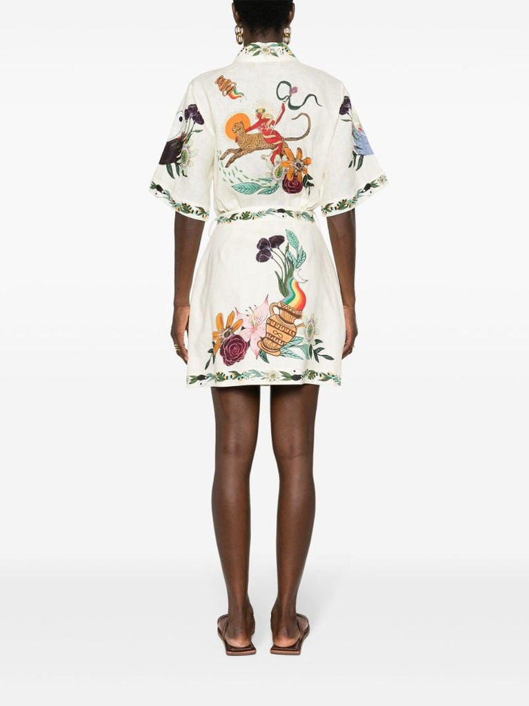 Neutral Meagan Artwork-print Dress