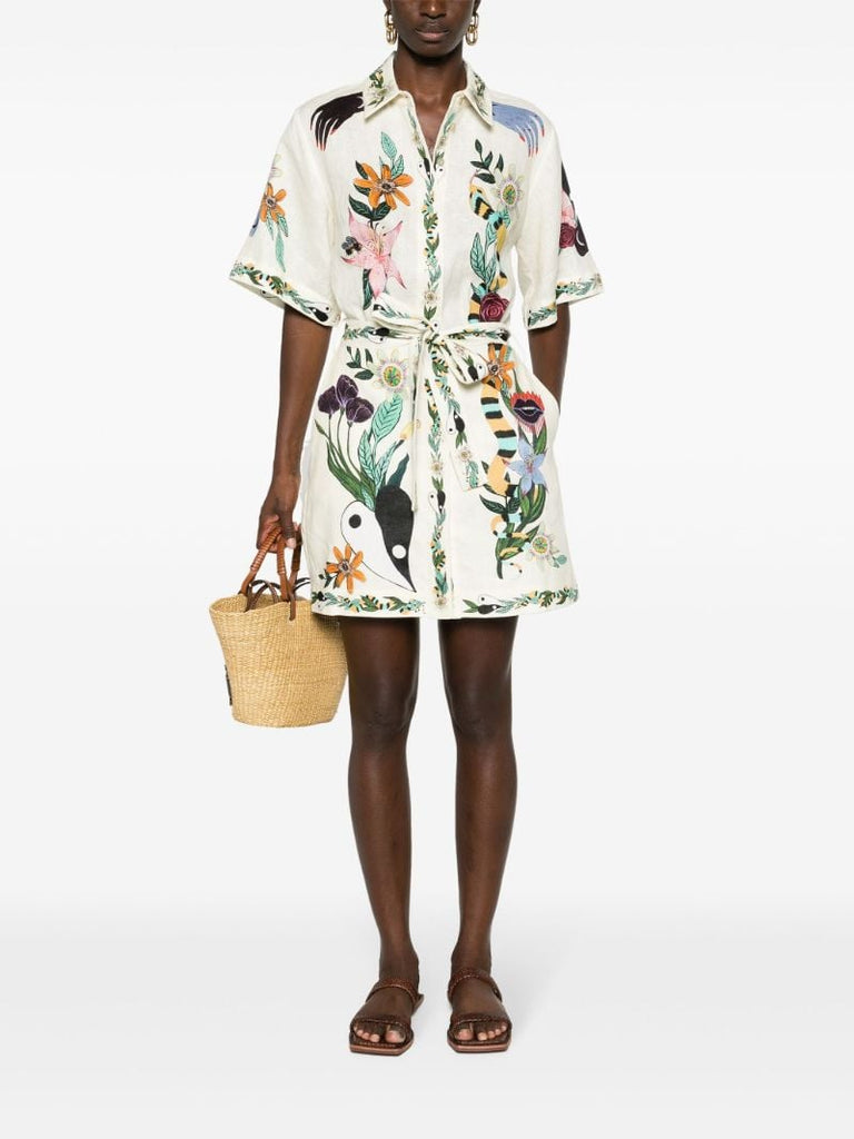 Neutral Meagan Artwork-print Dress
