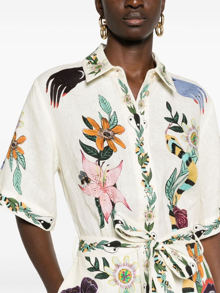 Neutral Meagan Artwork-print Dress