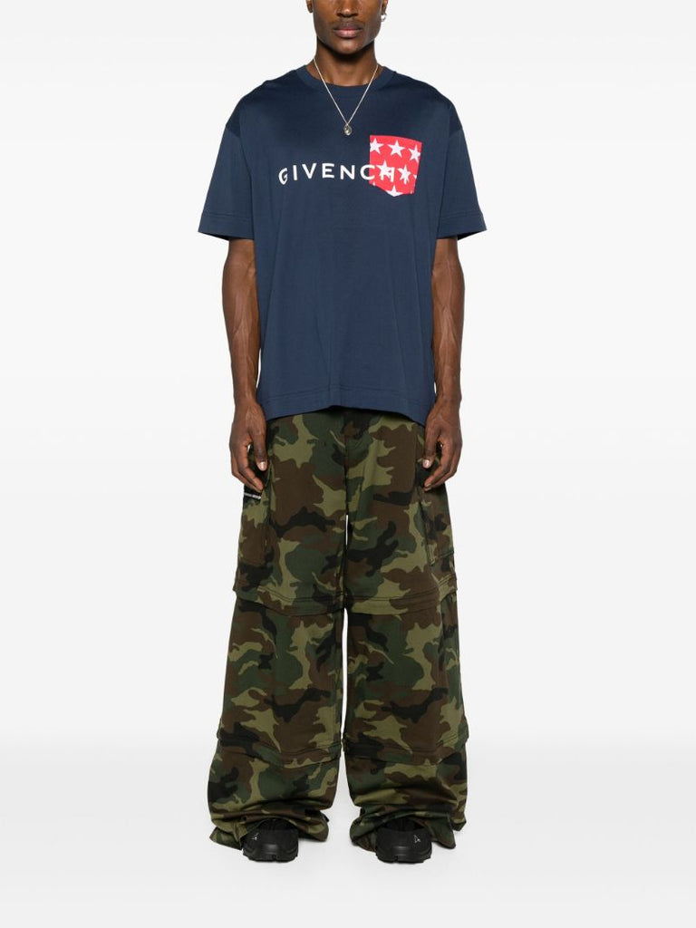 Blue Logo-print Cotton T-shirt