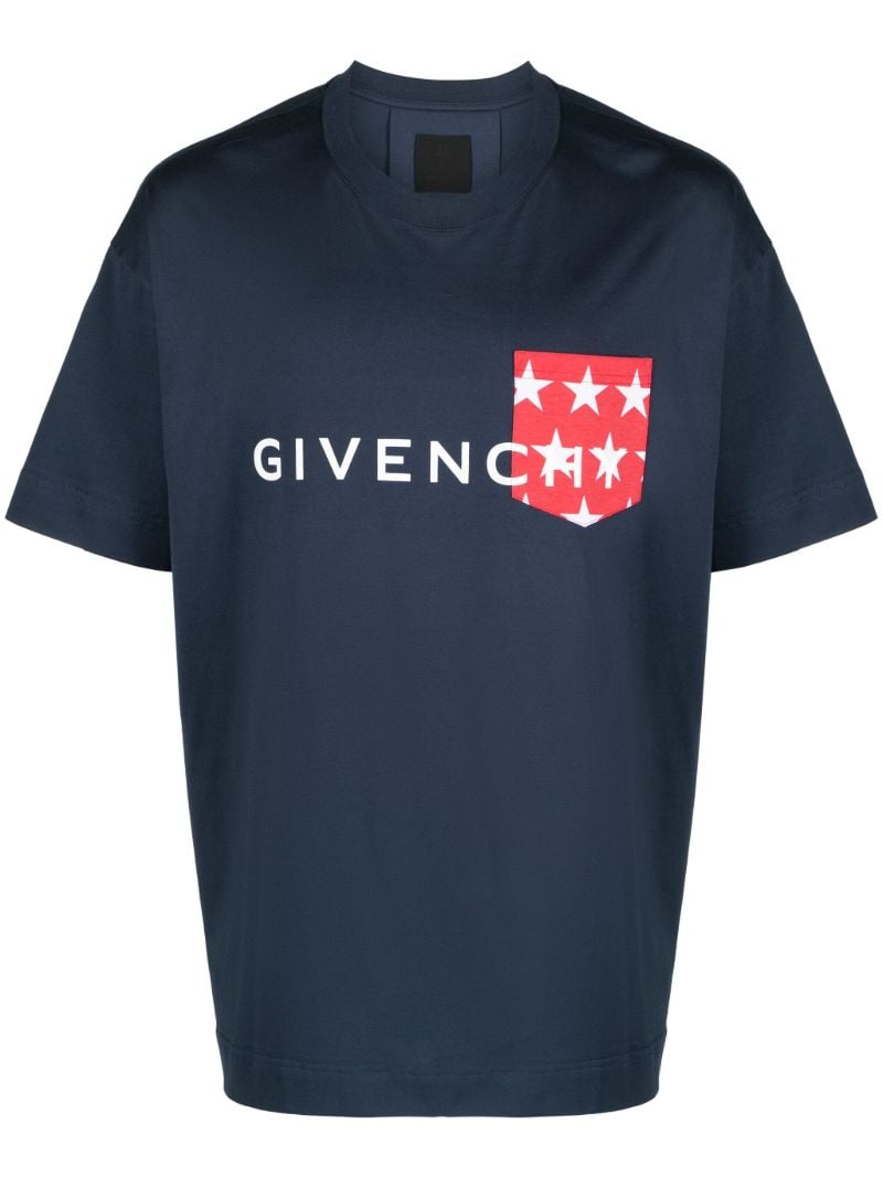 Blue Logo-print Cotton T-shirt