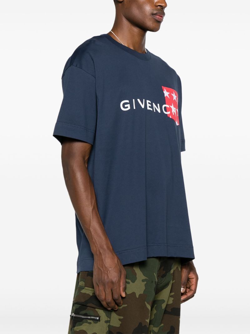 Blue Logo-print Cotton T-shirt