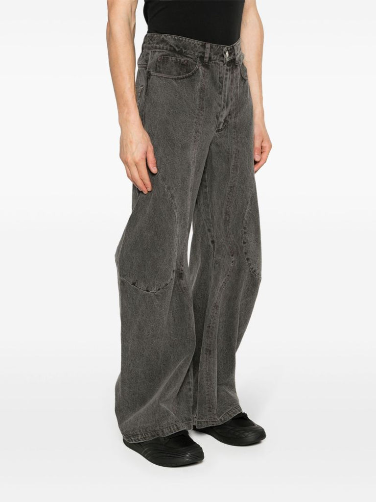 Grey David Engineered Flared Jeans