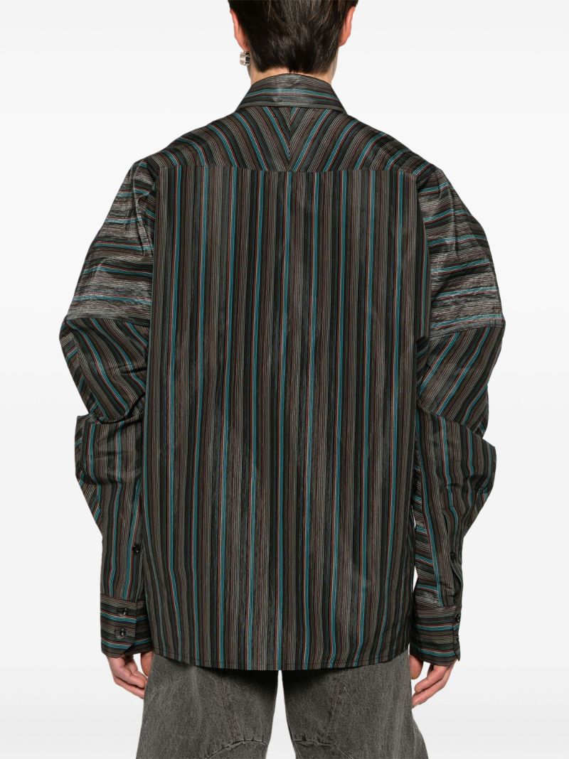 Black Keanu Satin Striped Shirt