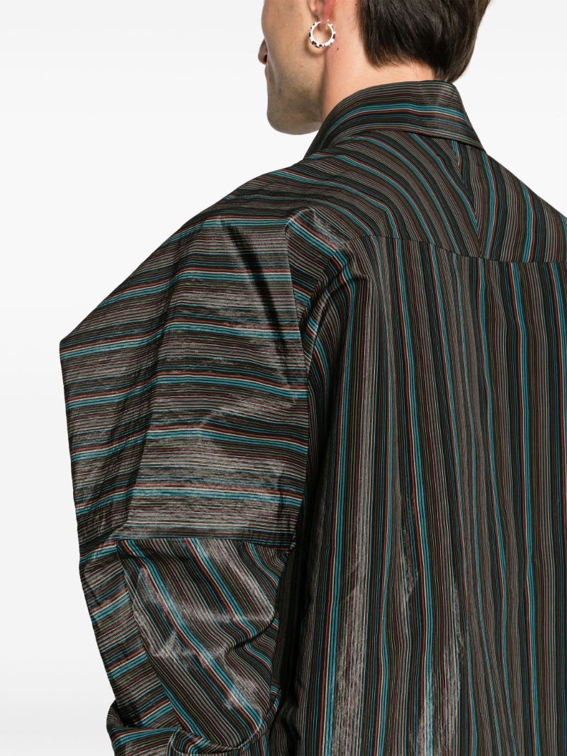 Black Keanu Satin Striped Shirt