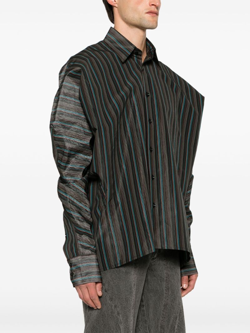 Black Keanu Satin Striped Shirt