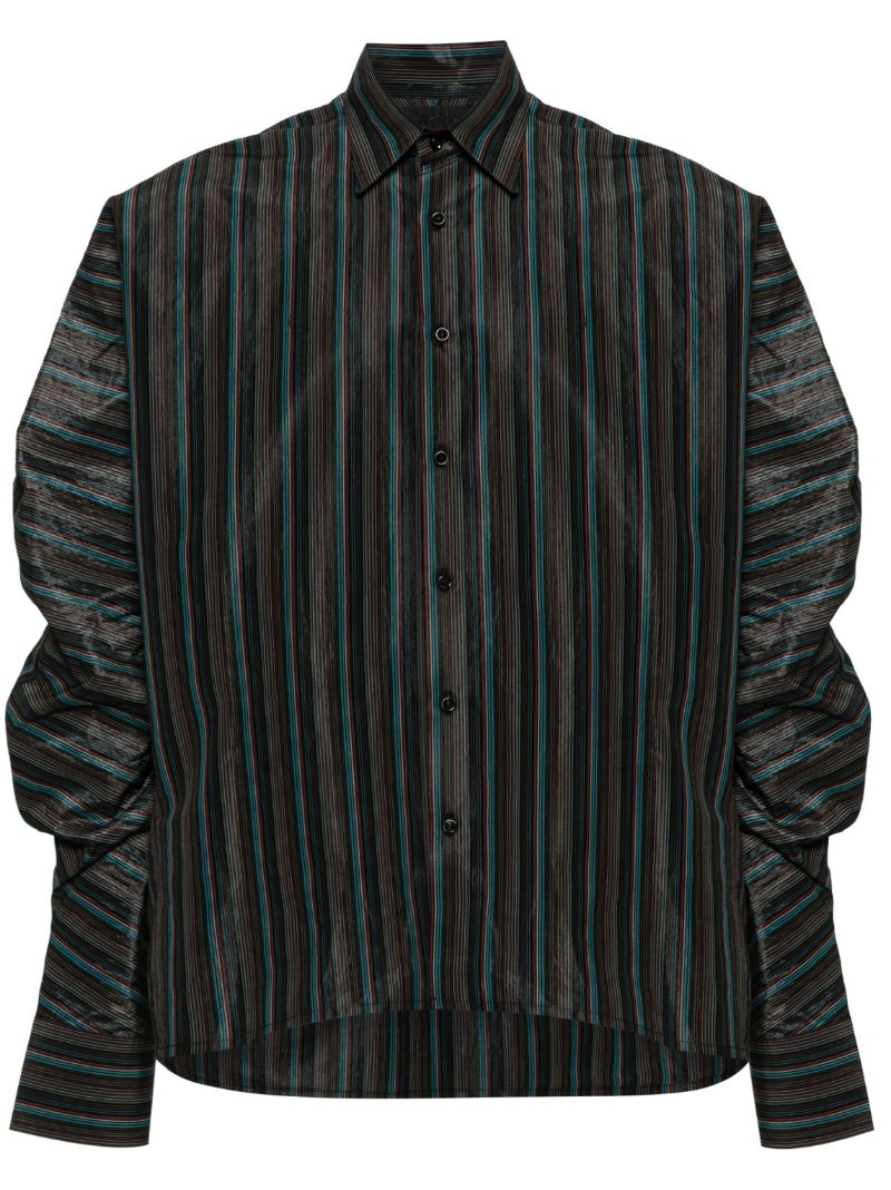 Black Keanu Satin Striped Shirt