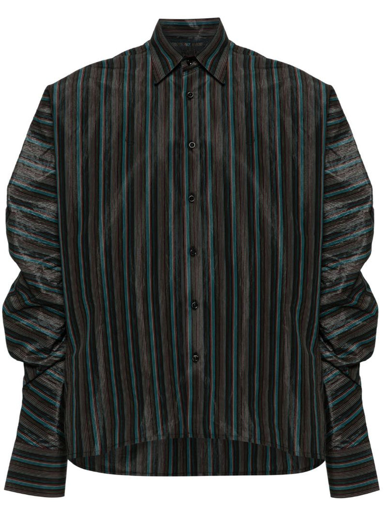 Black Keanu Satin Striped Shirt