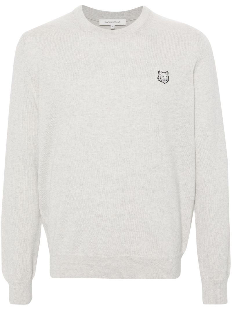 Grey Logo AppliquÃ_x0083_Â© Wool Sweater