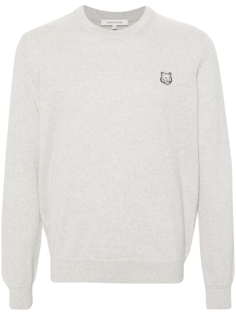 Grey Logo AppliquÃ_x0083_Â© Wool Sweater