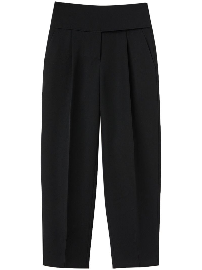 Black Belted Wool Cropped Trousers