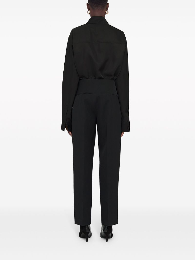 Black Belted Wool Cropped Trousers