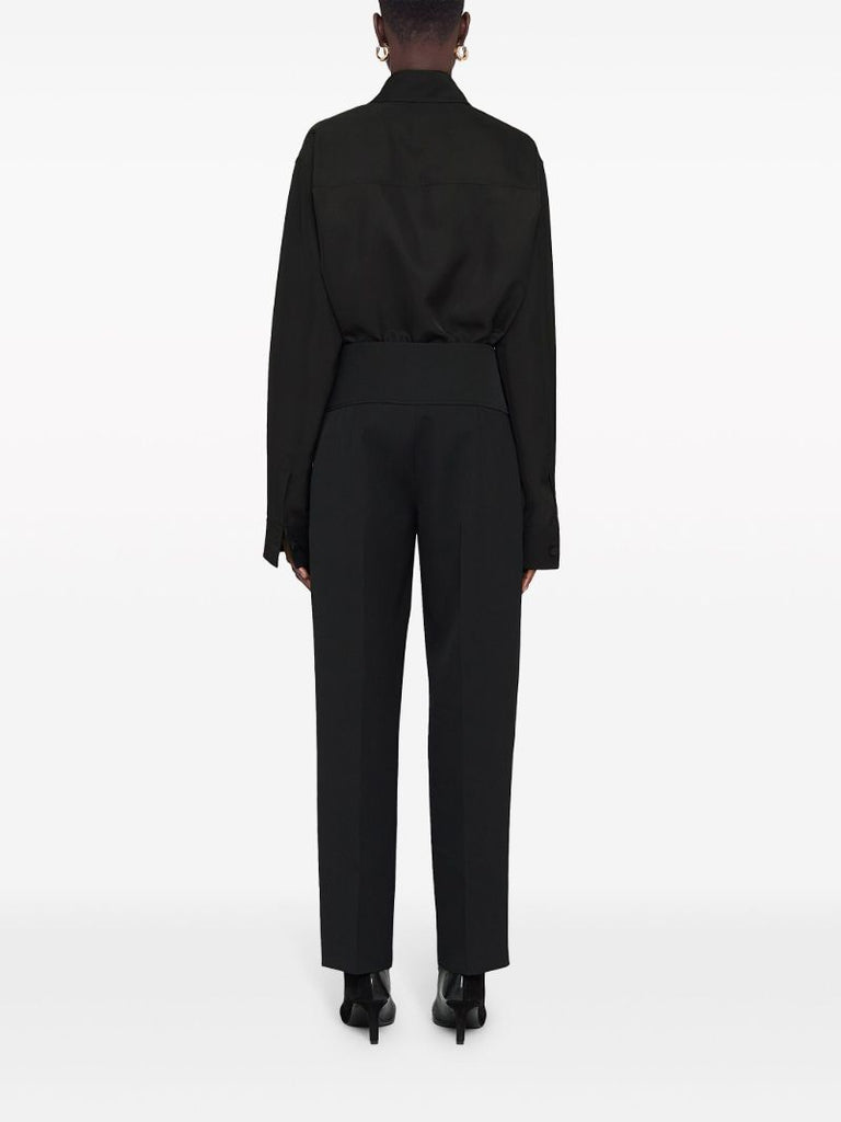 Black Belted Wool Cropped Trousers