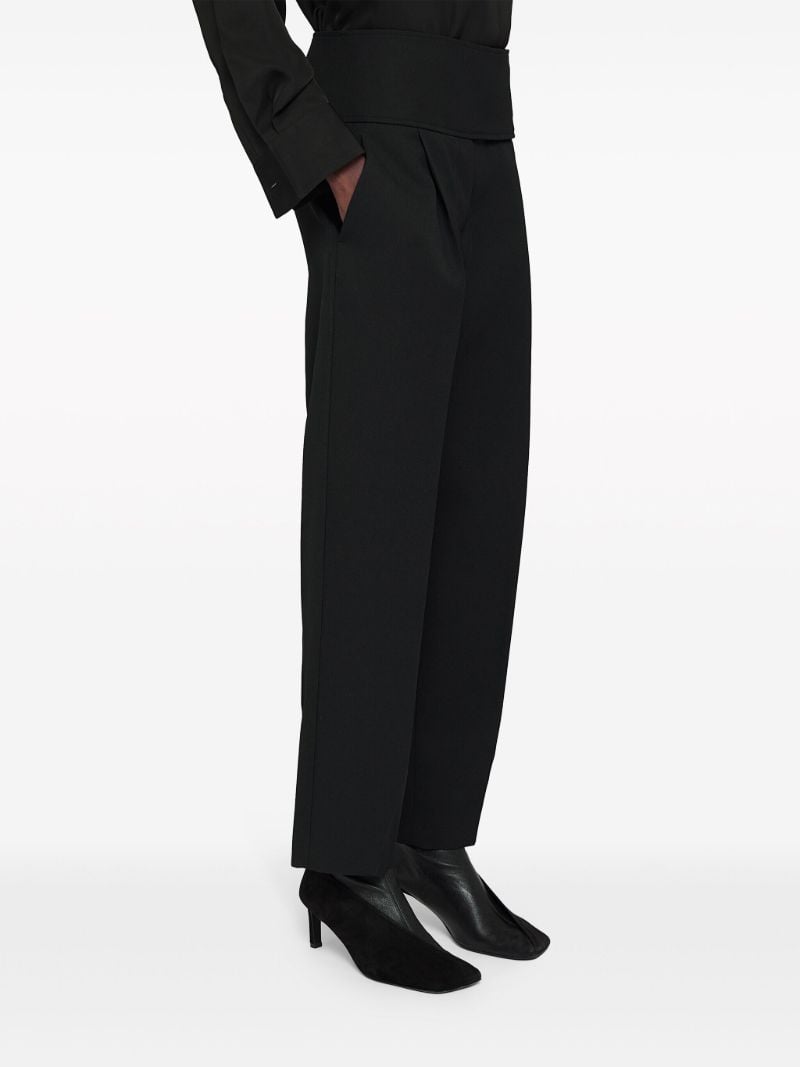 Black Belted Wool Cropped Trousers