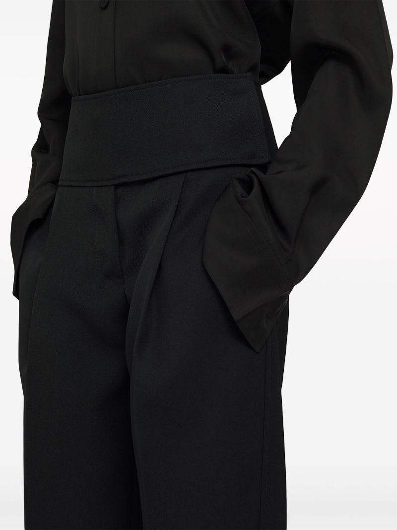 Black Belted Wool Cropped Trousers