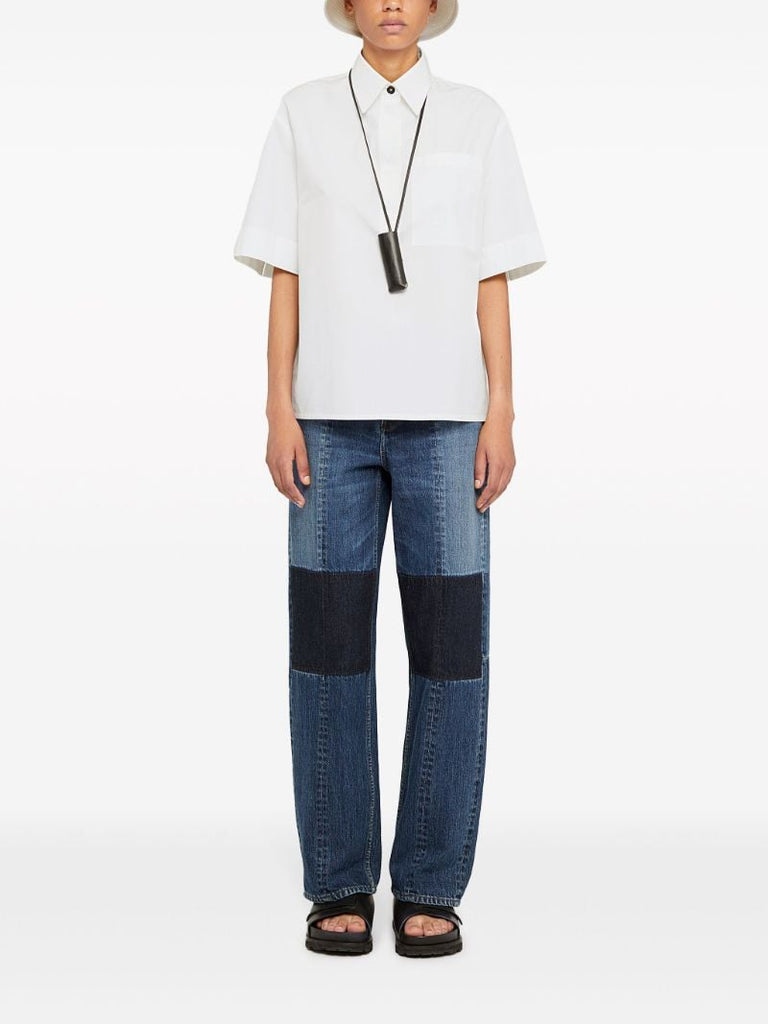 White Half-sleeve Cotton Shirt
