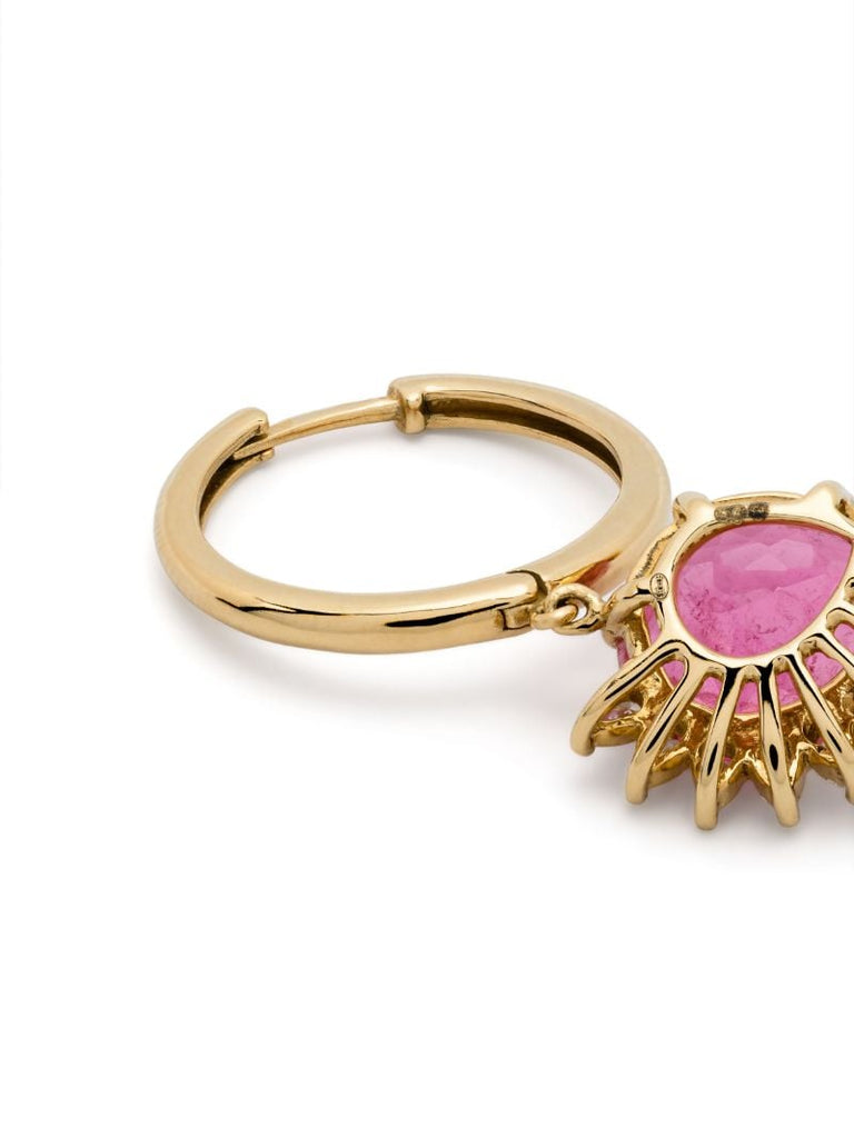 18k Yellow Gold Sun No. 2 White Diamond and Tourmaline Earring