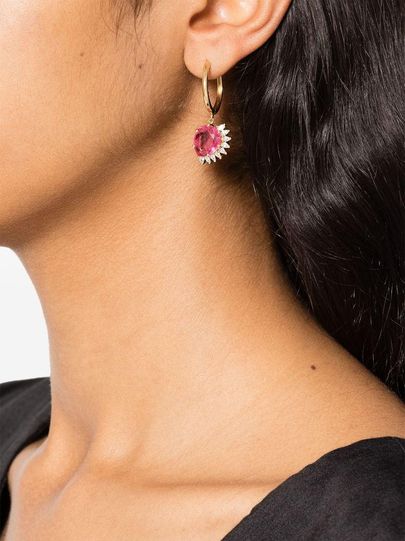 18k Yellow Gold Sun No. 2 White Diamond and Tourmaline Earring