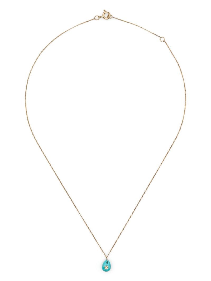 9k Yellow Gold Orso Turquoise and Diamond Necklace
