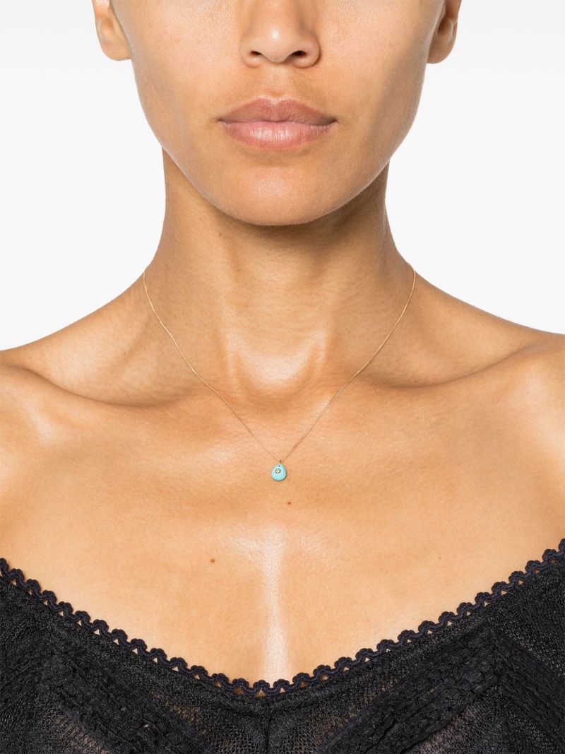 9k Yellow Gold Orso Turquoise and Diamond Necklace
