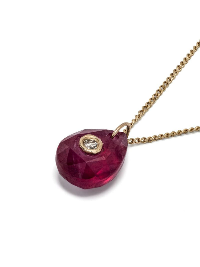 9k Yellow Gold Orso Ruby and Diamond Necklace