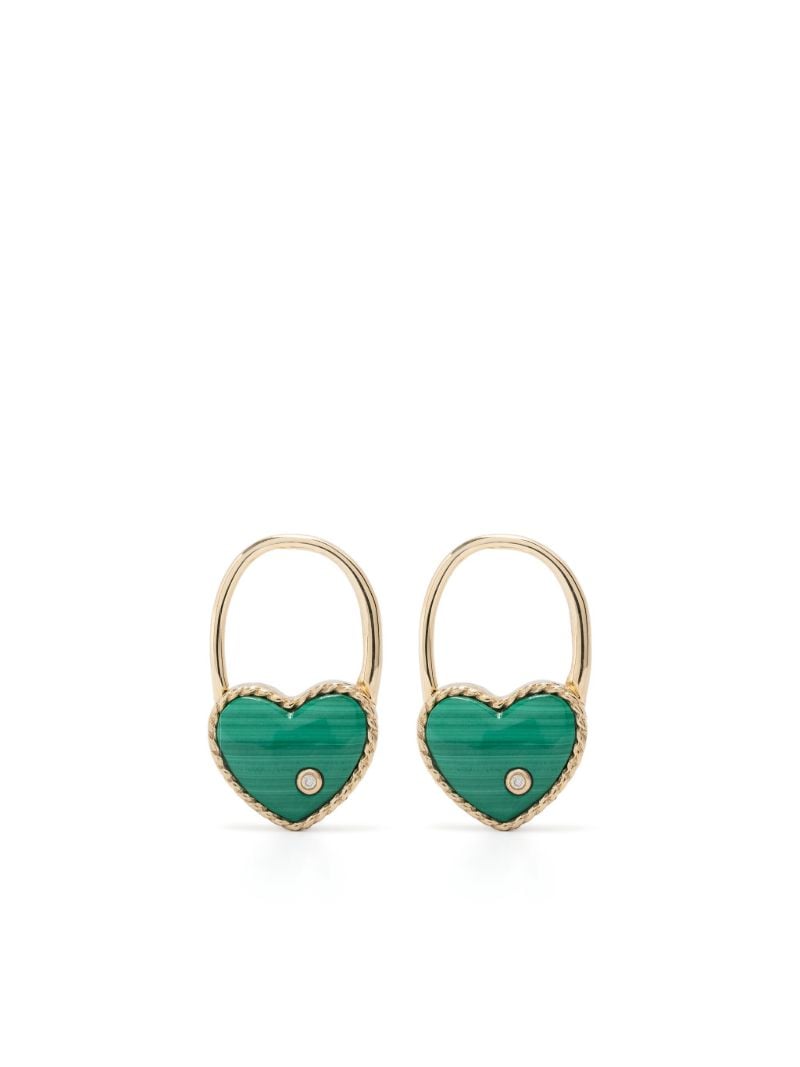 9k Yellow Gold CrÃ_x0083_Â©ole Cadenas CÃ_x0085_â_x0080__x009c_ur Malachite Earring
