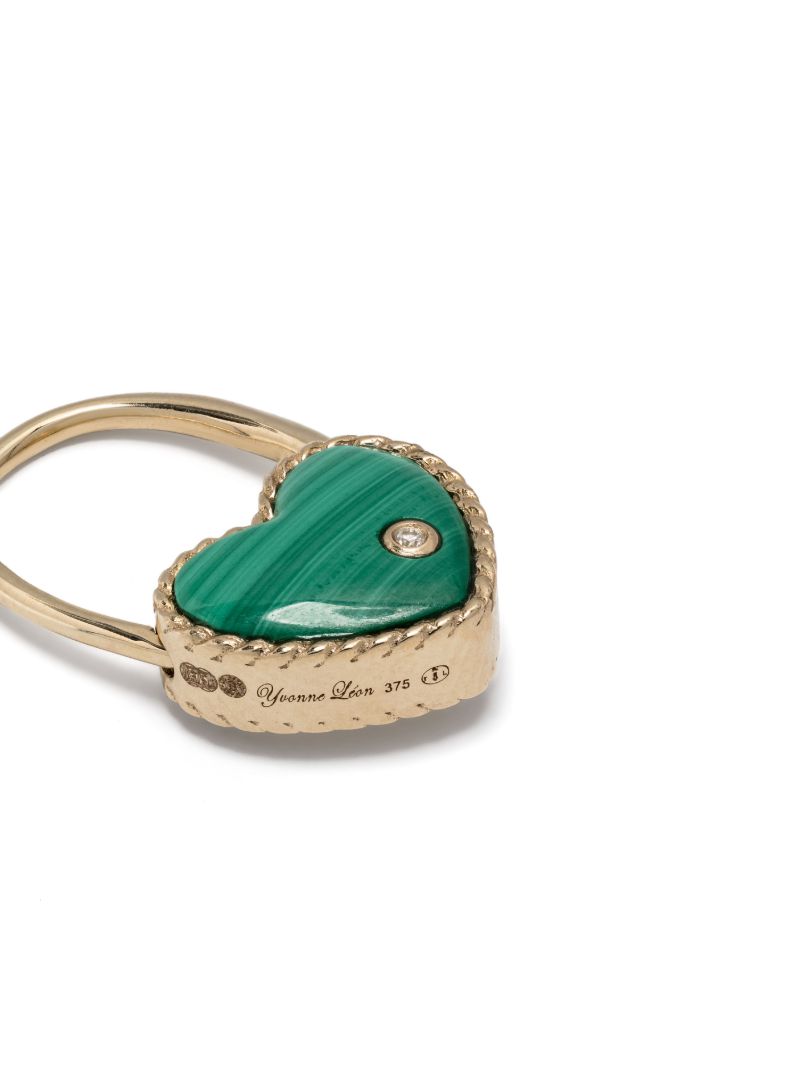 9k Yellow Gold CrÃ_x0083_Â©ole Cadenas CÃ_x0085_â_x0080__x009c_ur Malachite Earring