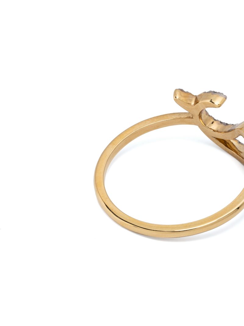 18k Yellow Gold Bague Dauphin Diamond Ring