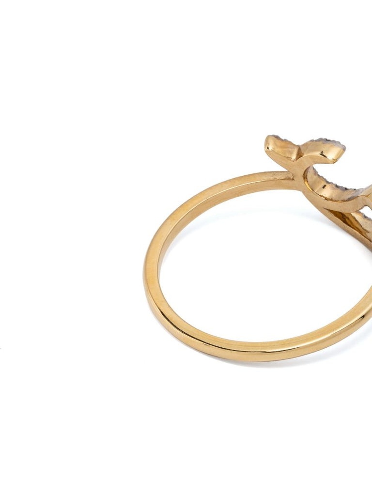 18k Yellow Gold Bague Dauphin Diamond Ring
