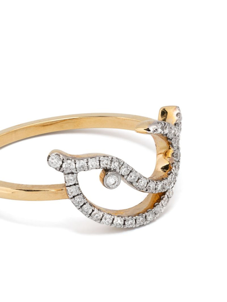 18k Yellow Gold Bague Dauphin Diamond Ring