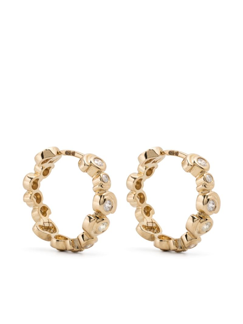 9k Yellow Gold Paire De CrÃ_x0083_Â©oles Diamond Hoop Earrings