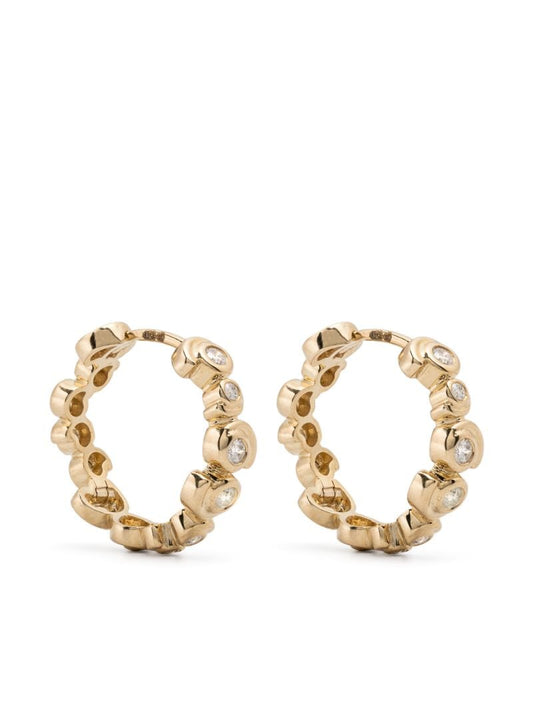 9k Yellow Gold Paire De CrÃ_x0083_Â©oles Diamond Hoop Earrings