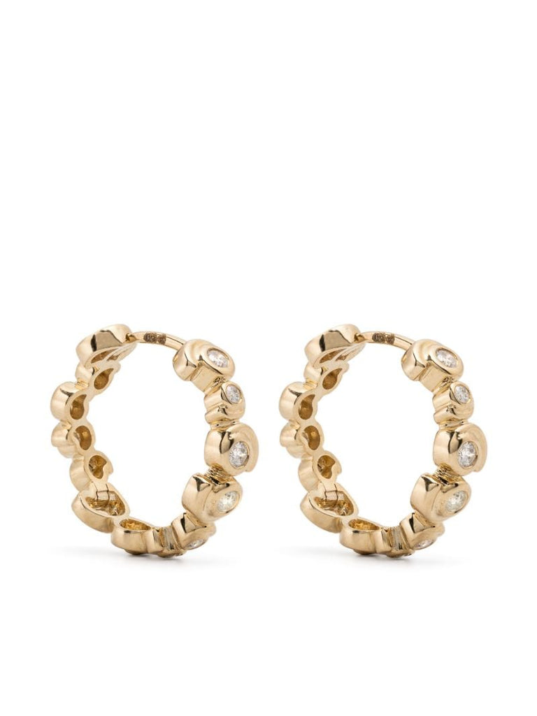 9k Yellow Gold Paire De CrÃ_x0083_Â©oles Diamond Hoop Earrings