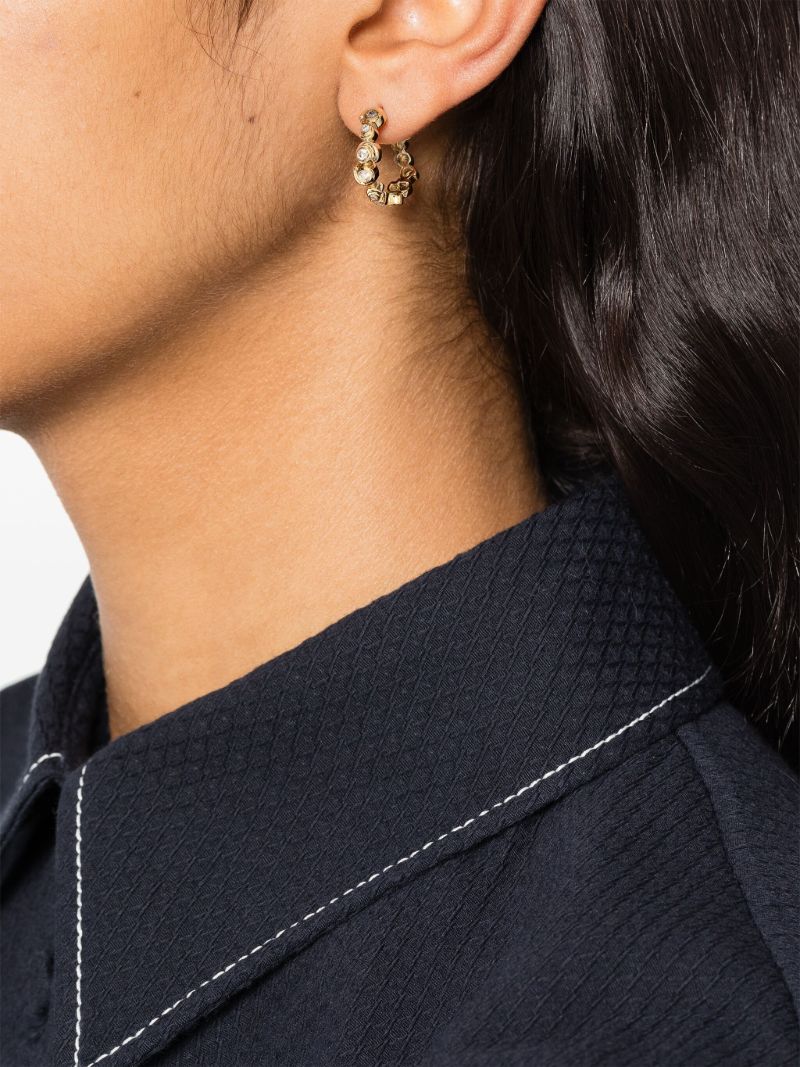 9k Yellow Gold Paire De CrÃ_x0083_Â©oles Diamond Hoop Earrings