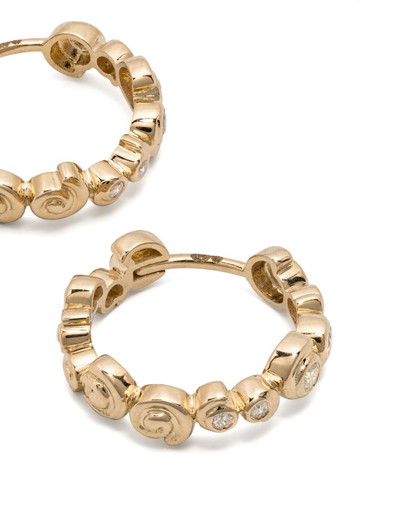 9k Yellow Gold Paire De CrÃ_x0083_Â©oles Diamond Hoop Earrings