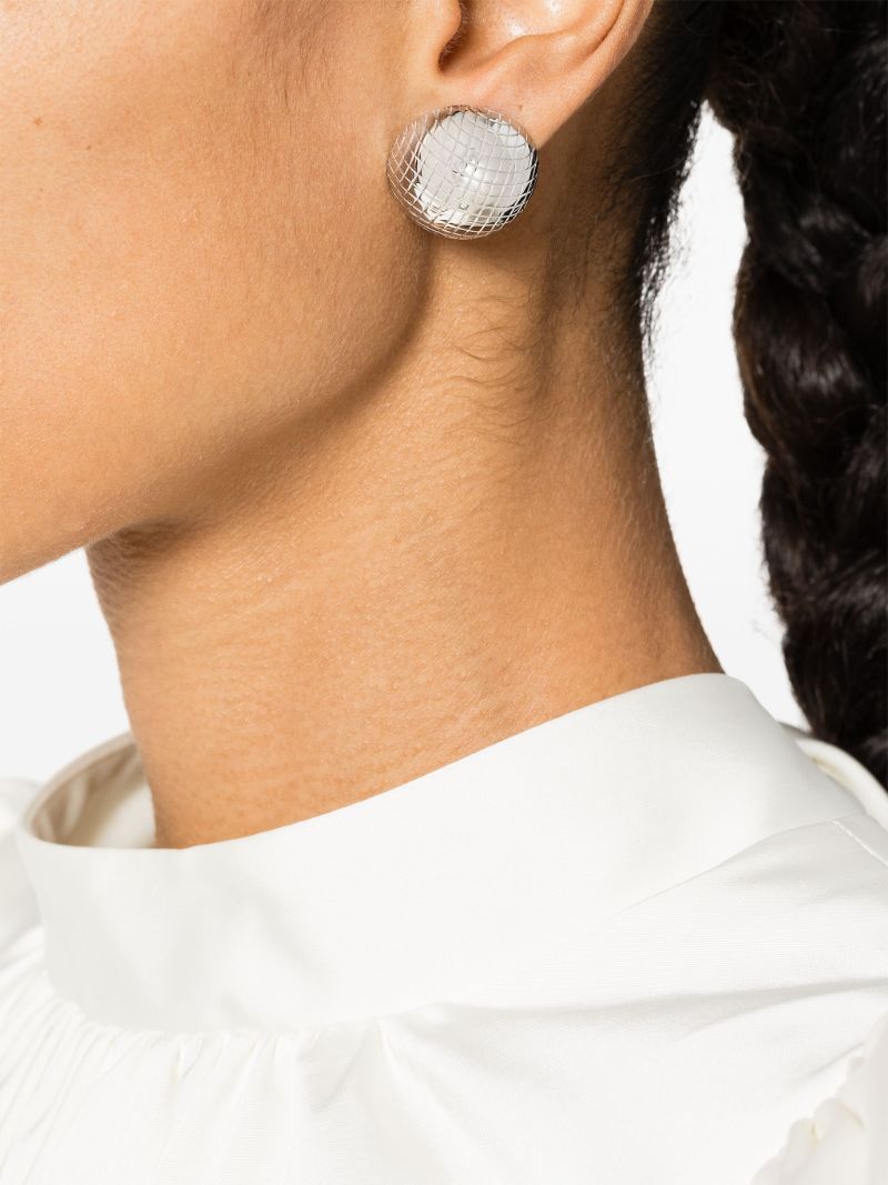 9k White Gold Paire De Maxi Boucles D'oreille Boule Disco Diamonds Earrings