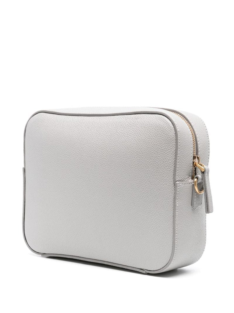 Grey 4-bar Stripe Leather Messenger Bag