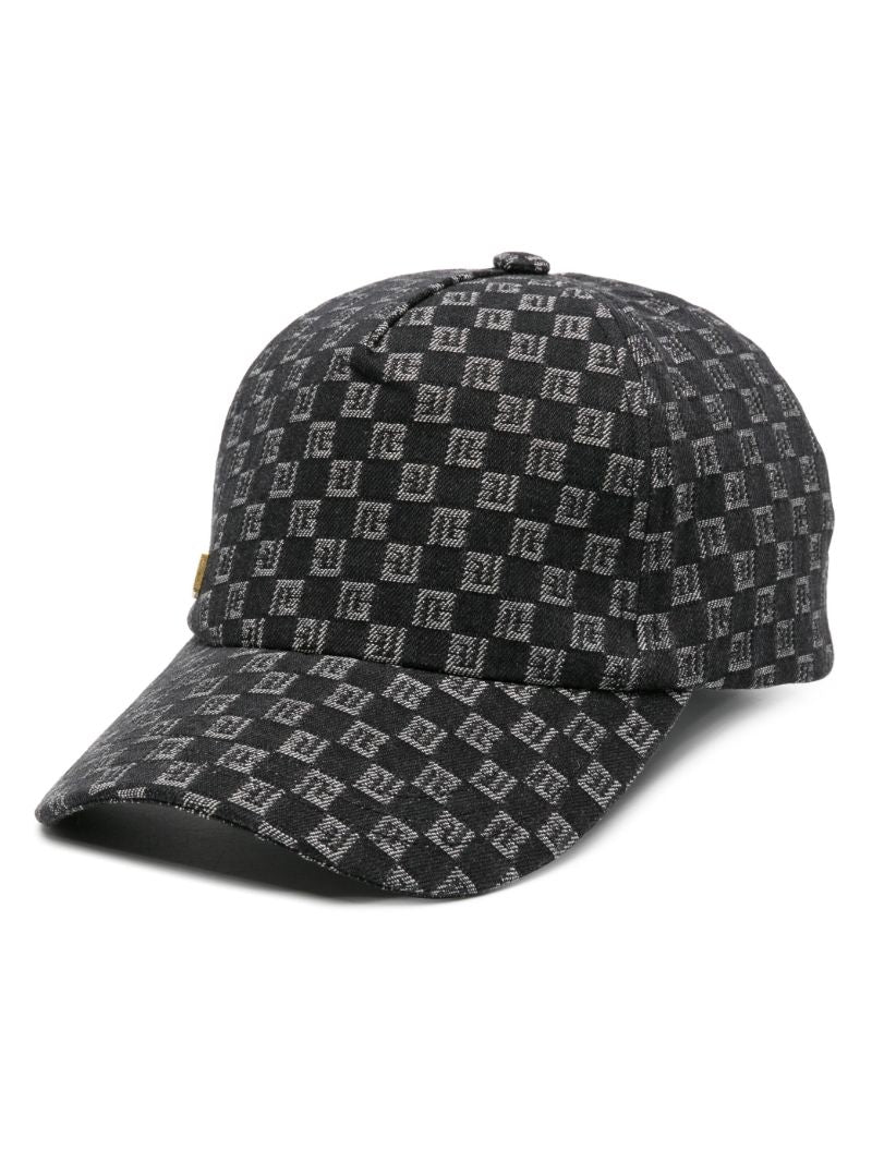 Black Monogram Jacquard Denim Cap