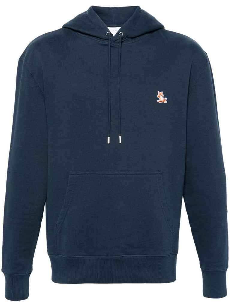 Blue Fox AppliquÃ_x0083_Â© Cotton Hoodie