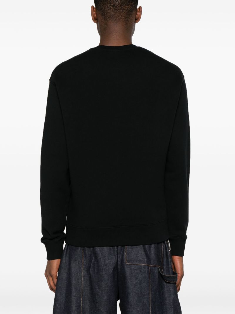 Black Logo Embroidered Cotton Sweatshirt