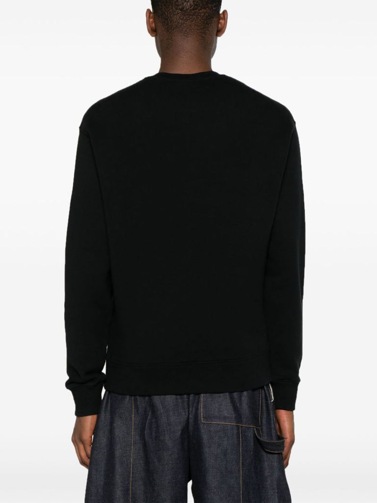 Black Logo Embroidered Cotton Sweatshirt