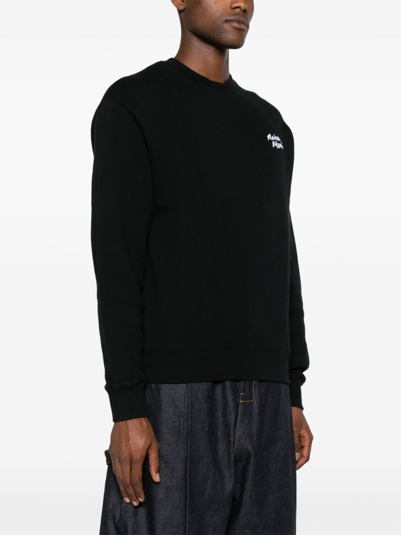 Black Logo Embroidered Cotton Sweatshirt