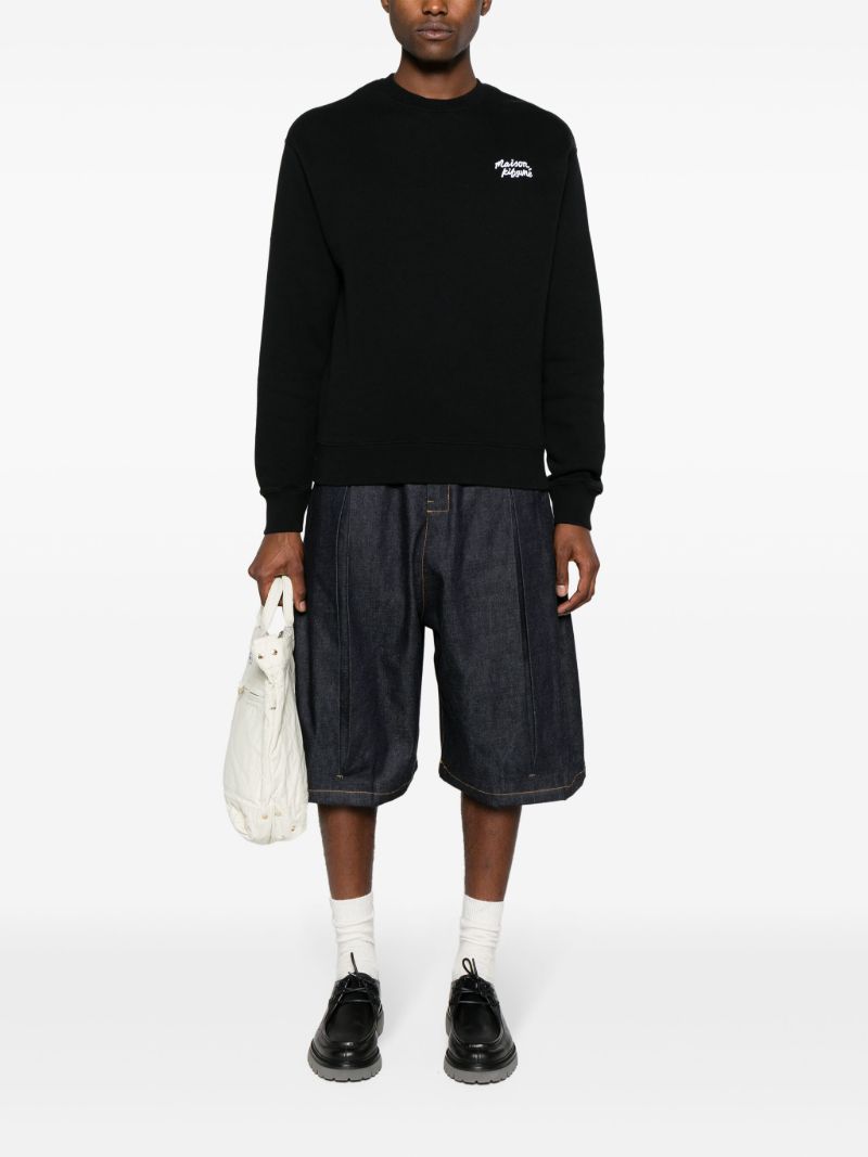 Black Logo Embroidered Cotton Sweatshirt