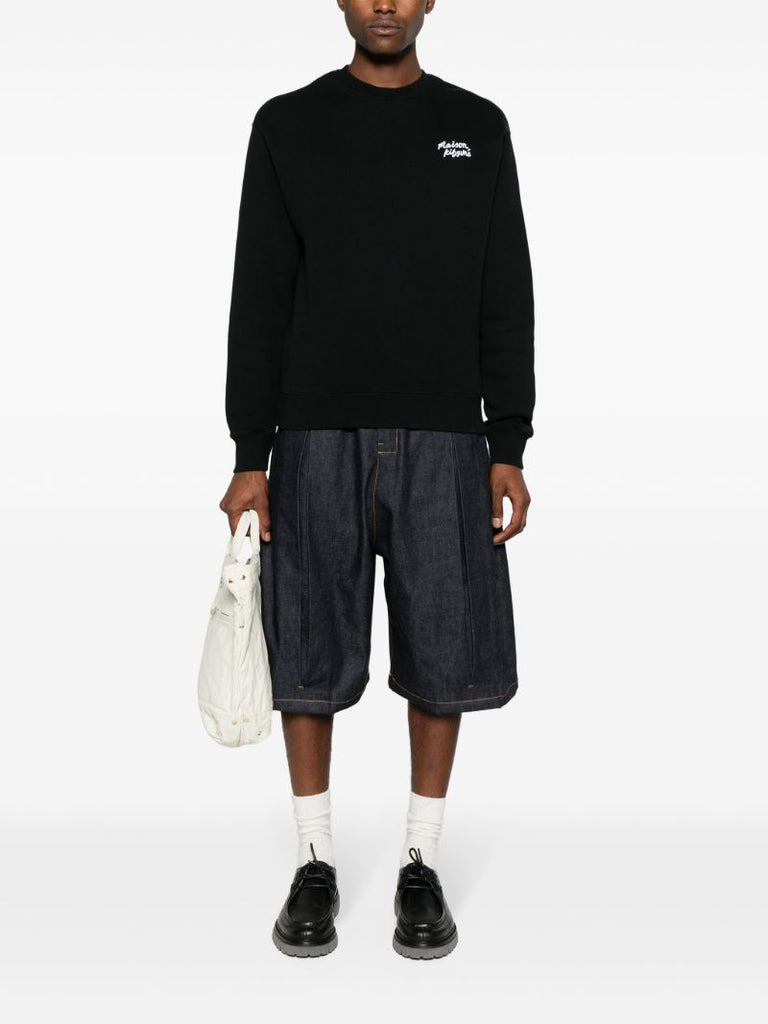Black Logo Embroidered Cotton Sweatshirt