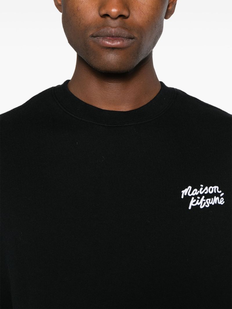 Black Logo Embroidered Cotton Sweatshirt