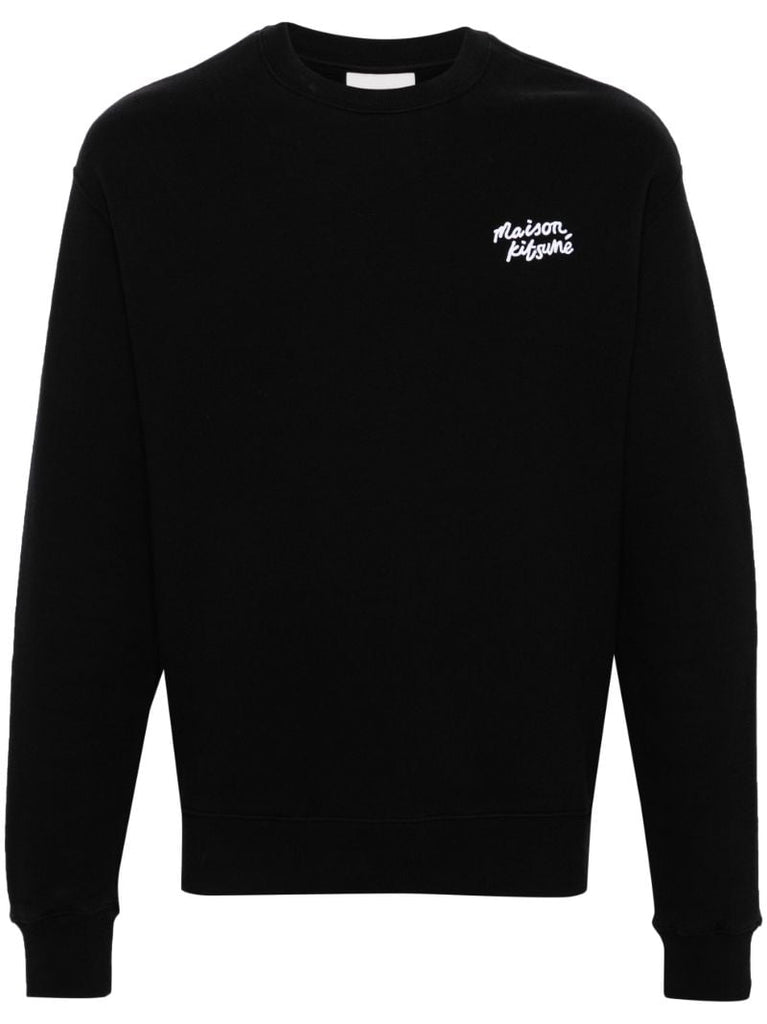 Black Logo Embroidered Cotton Sweatshirt